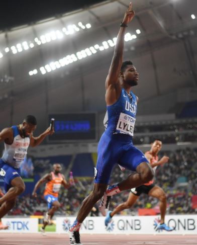 Noah Lyles on the track
